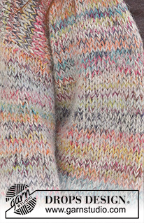 Sparkling Sunrise Cardigan / DROPS 235-35 - Casaco básico tricotado de cima para baixo em ponto meia, com 1 fio DROPS Brushed Alpaca Silk e 2 fios DROPS Fabel. Do XS ao XXL.