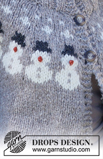 Snowman Time Cardigan / DROPS 235-37 - Veste tricotée de haut en bas avec col doublé, empiècement arrondi et jacquard bonhommes de neige, avec 1 fil DROPS Wish ou 2 fils DROPS Air. Du S au XXXL