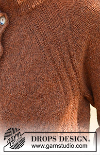 Spice Market Cardigan / DROPS 236-27 - Rozpinany sweter na drutach, przerabiany od góry do dołu, z reglanowymi rękawami, ściegiem strukturalnym i pęknięciami na bokach, z włóczki DROPS Sky. Od S do XXXL