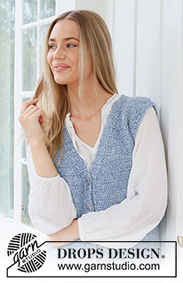 Hazy Dew Vest / DROPS 236-39 - Crocheted vest in DROPS Air. The piece is worked bottom up with V-neck and split in the sides. Sizes S - XXXL.