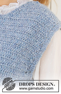 Hazy Dew Slipover / DROPS 236-40 - Colete crochetado em DROPS Air. Crocheta-se de baixo para cima com fendas nos lados. Do S ao XXXL.