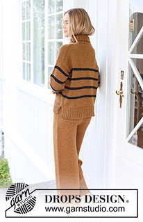 Comfy Caramel Trousers / DROPS 237-15 - Strikket bukse i DROPS Alaska. Arbeidet strikkes ovenfra og ned i glattstrikk.
Størrelse S - XXXL.
