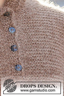 Woodland Pixie / DROPS 237-5 - Sweter na drutach z kapturem, przerabiany od dołu do góry ściegiem francuskim, z pęknięciem przy dekolcie i pęknięciami na bokach, z włóczek DROPS Nord i DROPS Kid-Silk. Od S do XXXL