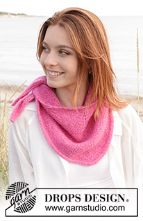 Strawberry Blush / DROPS 238-15 - Knitted shawl in DROPS Air. The piece is worked top down in stocking stitch, with an I-cord edge.