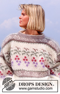 Beautiful Bordeaux / DROPS 24-12 - Knitted jumper with grape pattern in 1 strand DROPS Vienna or 2 strands DROPS Brushed Alpaca Silk.