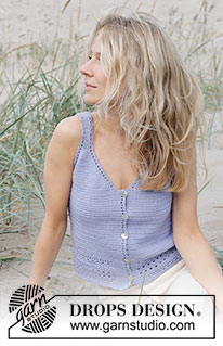 Scent of Lilac Vest / DROPS 241-28 - Crocheted top in DROPS Safran. The piece is worked top down with lace pattern. Sizes S - XXXL.