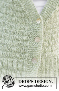 Scottish Thistle Cardigan / DROPS 241-5 - Casaco tricotado de baixo para cima com ponto fantasia em relevo e decote em V, em DROPS Alpaca e DROPS Kid-Silk. Do XS ao XXL.