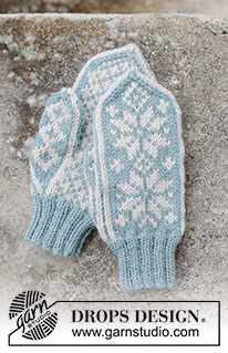 Snow Flake Mittens / DROPS 242-16 - Rękawiczki na drutach, z włóczki DROPS Nepal. Z żakardem norweskim.