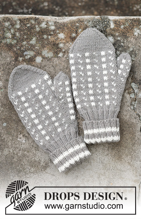Winter Twilight Mittens / DROPS 242-64 - Rękawiczki na drutach z żakardem norweskim, z włóczki DROPS Merino Extra Fine.