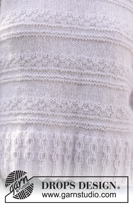 Lavender Romance Sweater / DROPS 243-15 - Pull tricoté de bas en haut en DROPS Alpaca et DROPS Kid-Silk. Se tricote avec point mousse et point fantaisie relief. Du S au XXXL.