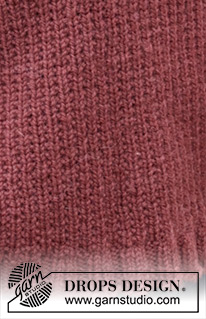 Rustic Berry Sweater / DROPS 245-26 - Kötött Drops pulóver DROPS Nepal fonalból. A darabot alulról felfelé haladó irányban készítjük, relief mintával, ferde vállvonallal és magasnyakkal. S - XXXL méretekben.