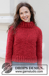 Red Embers Sweater / DROPS 245-30 - Stickad tröja i 1 tråd DROPS Polaris eller 4 trådar DROPS Air. Arbetet stickas uppifrån och ner med raglan. Storlek S - XXXL.