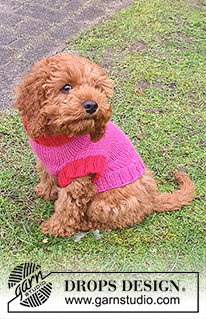 Good Girl Sweater / DROPS 245-32 - Jersey a punto para perros en DROPS Nepal. La labor está realizada desde el cuello hasta la cola. Tallas XS-S-M.