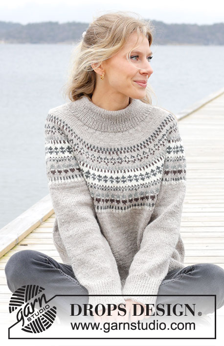 Boreal Circle / DROPS 245-4 - Knitted sweater in DROPS Karisma. The piece is worked top down with round yoke and Nordic pattern. Sizes S - XXXL.