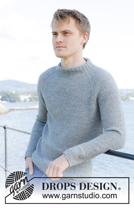 Winter Weekend / DROPS 246-11 - Knitted jumper for men in DROPS Nord. The piece is worked top down with raglan, moss stitch and double neck. Sizes S - XXXL.