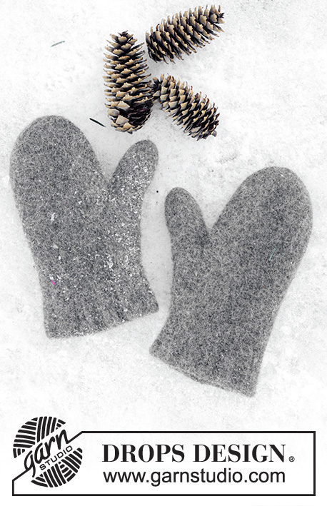 Snowslide Mittens / DROPS 246-17 - Pánské plstěné rukavice - palčáky pletené z příze DROPS Lima.