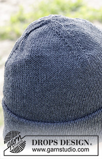 Blank Slate Hat / DROPS 246-27 - Dwustronna męska czapka na drutach, z włóczki DROPS Baby Merino.	Rozmiary M-XL.