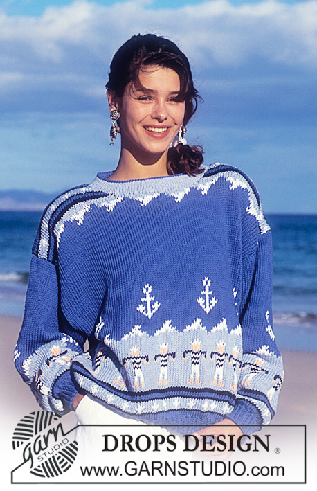 Sailor Dance / DROPS 25-3 - DROPS jumper with sailors and anchor pattern in “Paris”. 