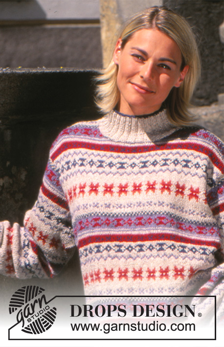 Pullover Ben / DROPS 43-13 - Damski lub męski sweter na drutach, z żakardem z włóczek DROPS Silke Tweed i DROPS Alpaca. Od S do L.