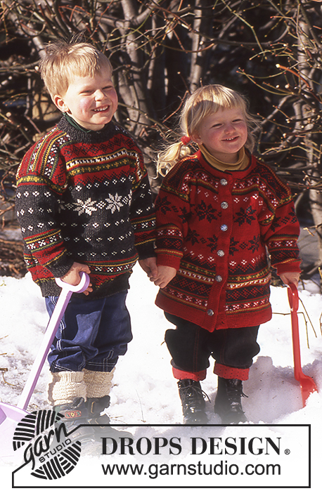 DROPS 52-29 - DROPS bluse i Karisma til børn med nordisk snekrystaller og borter.