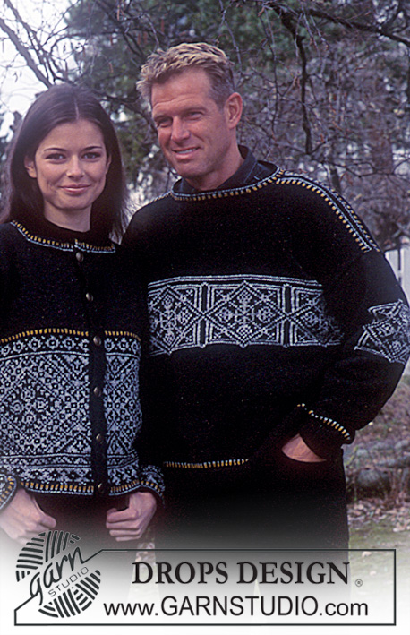 DROPS 59-12 - Gebreide sweater voor heren in DROPS Silke-Tweed. Het werk wordt gebreid met Scandinavisch patroon. Maat S – XXL.