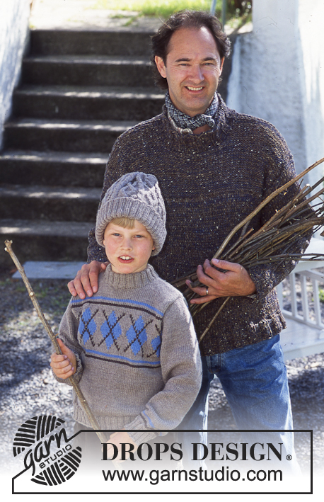 DROPS 70-15 - Sweter i czapka na drutach z włóczki DROPS Karisma Superwash