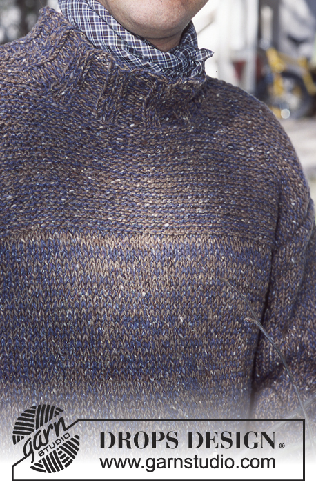 DROPS 70-16 - Męski sweter na drutach z włóczek DRPS Ull-Tweed i Silke Tweed