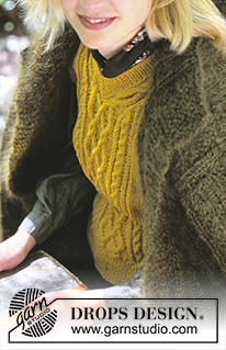 Forest Gem / DROPS 71-3 - Rozpinany sweter na drutach z włóczki DROPS Vienna lub DROPS Melody, kamizelka na drutach z włóczki DROPS Karisma Superwash