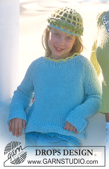 DROPS 88-26 - Sweter dziewczęcy Drops, letnia czapeczka na szydełku z włóczki Ice