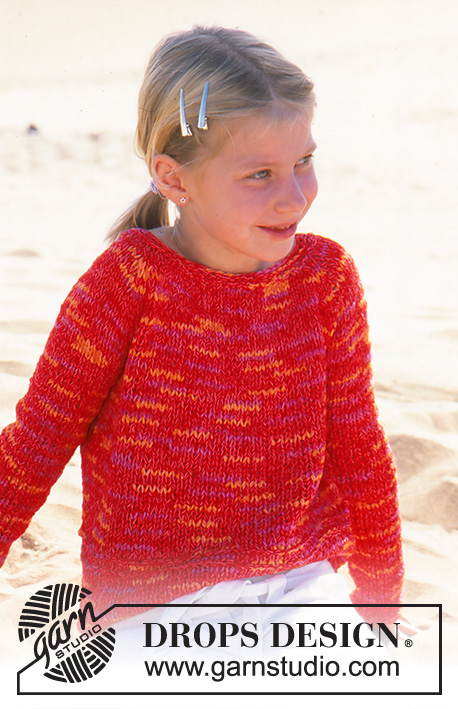 Confetti Sunset / DROPS 89-11 - Dziewczęcy sweter na drutach, z włóczki Drops Frutti