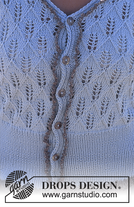 Ariella Cardigan / DROPS 94-28 - Rozpinany ażurowy sweter na drutach, z włóczki DROPS Safran