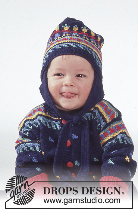 Liam / DROPS Baby 1-12 - Drops Suit, hat, mittens and socks in Safran.