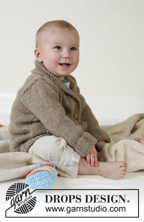 Little Alfred / DROPS Baby 13-13 - Rozpinany sweter na drutach, z włóczki DROPS Alpaca