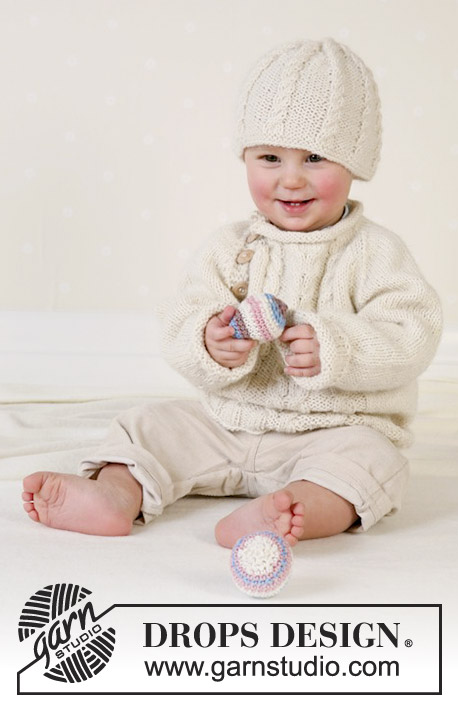 Toby / DROPS Baby 13-7 - Dziecięcy sweter i czapka, z włóczki Drops Alpaca