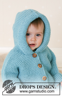 Dreamy Bluebell / DROPS Baby 14-14 - Ninho com capuz em ponto jarreteira, tricotado em DROPS Alpaca para bebés e crianças. Tamanhos: 1 mês - 4 anos.