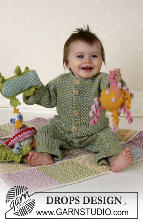 DROPS Baby 14-26 - Dziecięcy kombinezon na drutach, z rękawami kimono, z włóczki DROPS Alpaca. Rozmiary od 1 miesiąca do 4 lat.