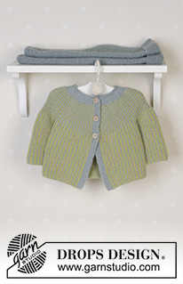 Little Fern / DROPS Baby 14-27 - Komplet na drutach: dziecięcy sweter i spodnie ściegiem francuskim, z włóczki DROPS Alpaca. Rozmiary od 1 miesiąca do 4 lat.