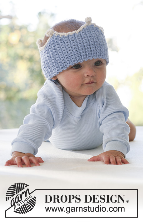Prince Charming / DROPS Baby 16-11 - Hæklet krone pandebånd til baby og børn i DROPS Alpaca.