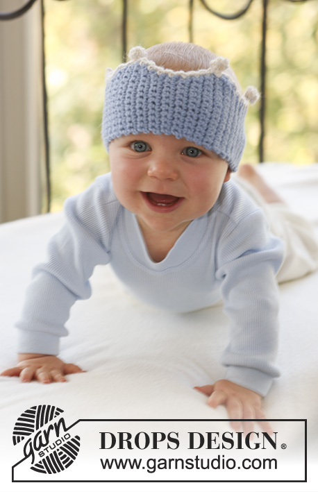 Prince Charming / DROPS Baby 16-11 - Gehäkeltes Stirnband als Krone für Babys und Kinder in DROPS Alpaca