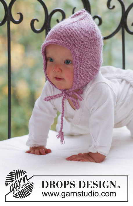 Sweet Pixie / DROPS Baby 16-13 - Touca tricotada com 2 fios DROPS Alpaca para bebés e crianças