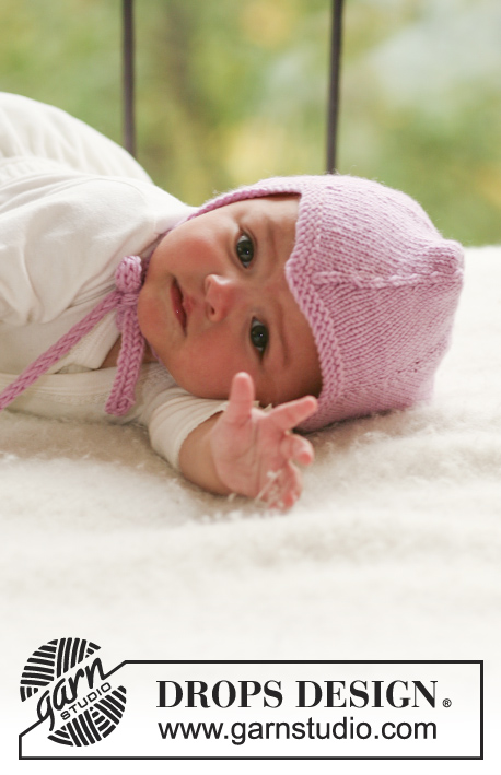 Fairy Rose / DROPS Baby 16-5 - Touca tricotada em ponto meia em DROPS Merino Extra Fine para bebés e crianças