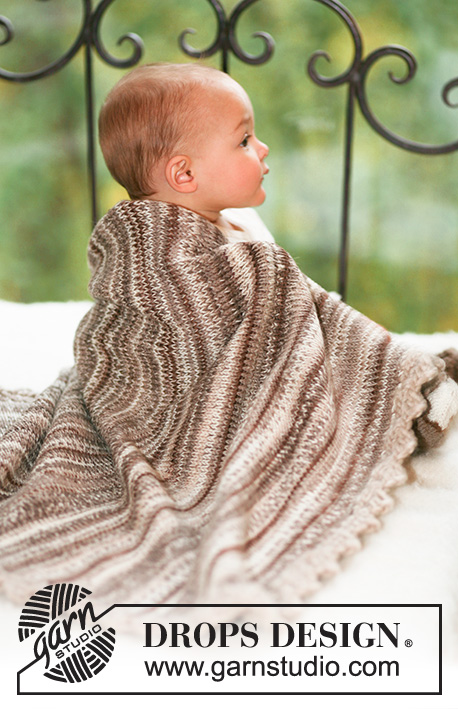 Woodland Blanket / DROPS Baby 17-17 - Manta de punto para bebé en 2 hilos DROPS Fabel con remate a ganchillo en DROPS Snow