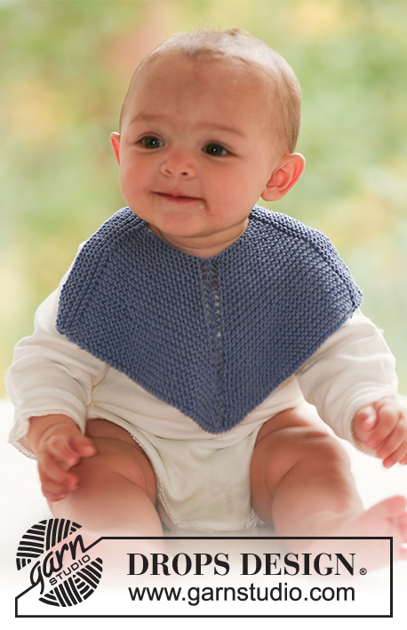 Time to Eat / DROPS Baby 17-25 - Knitted baby bib in garter st in DROPS Safran