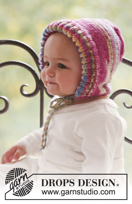 Little Miss / DROPS Baby 18-11 - Touca tricotada em DROPS Fabel para bebés e crianças 