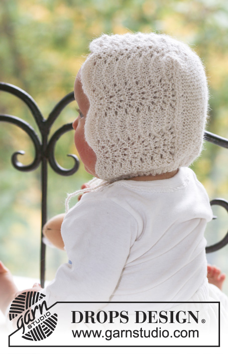 Poppy's Bonnet / DROPS Baby 18-12 - Niemowlęca lub dziecięca czapeczka na drutach, z wzorem fal, z włóczki DROPS Alpaca.