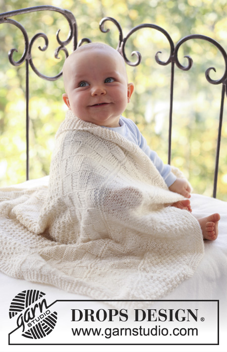 Petit Prince / DROPS Baby 18-16 - Dětská deka se strukturálním vzorem pletená z příze DROPS Merino Extra Fine. Motiv: Dětské deky.