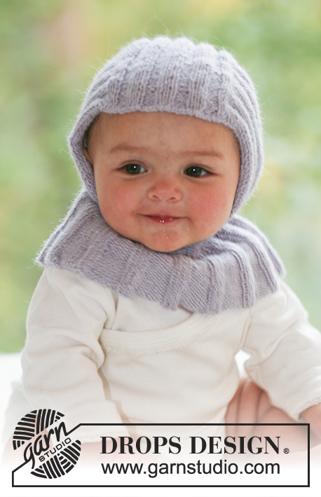 Little Knight / DROPS Baby 18-21 - Dětská čepice – kukla pletená pružným vzorem z příze DROPS Alpaca