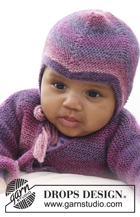 Sweet Evelina Hat / DROPS Baby 20-2 - Gorro para bebés e crianças tricotado em ponto jarreteira em DROPS Delight. 