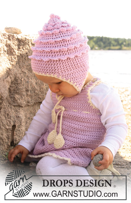 Sweet Little Cupcake / DROPS Baby 20-20 - Robe et bonnet au crochet pour bébé et enfant, en DROPS  Merino Extra Fine