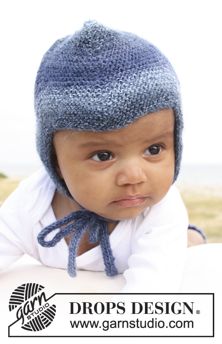 Baby Blue Hat / DROPS Baby 20-5 - Knitted hat in garter st for baby and children in DROPS Delight
